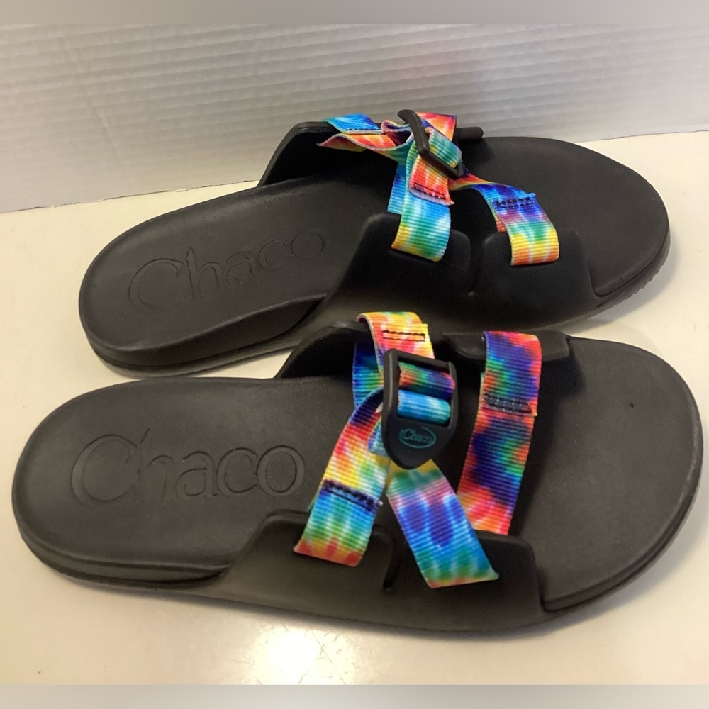 Chaco kids 6 Black & Tie-dye Chillios sport strap slide on